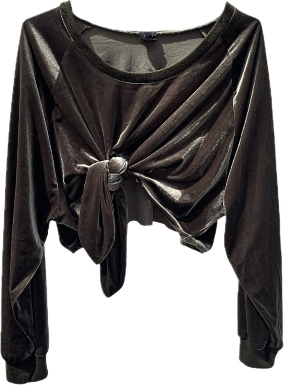 NUDE Velvet Long Sleeve Top in Olive